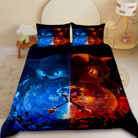 3pcs Duvet Cover Set Sonic Bedding Set Comforter Cover for Bedroom Decor Children Teens Gifts Twin Full Size