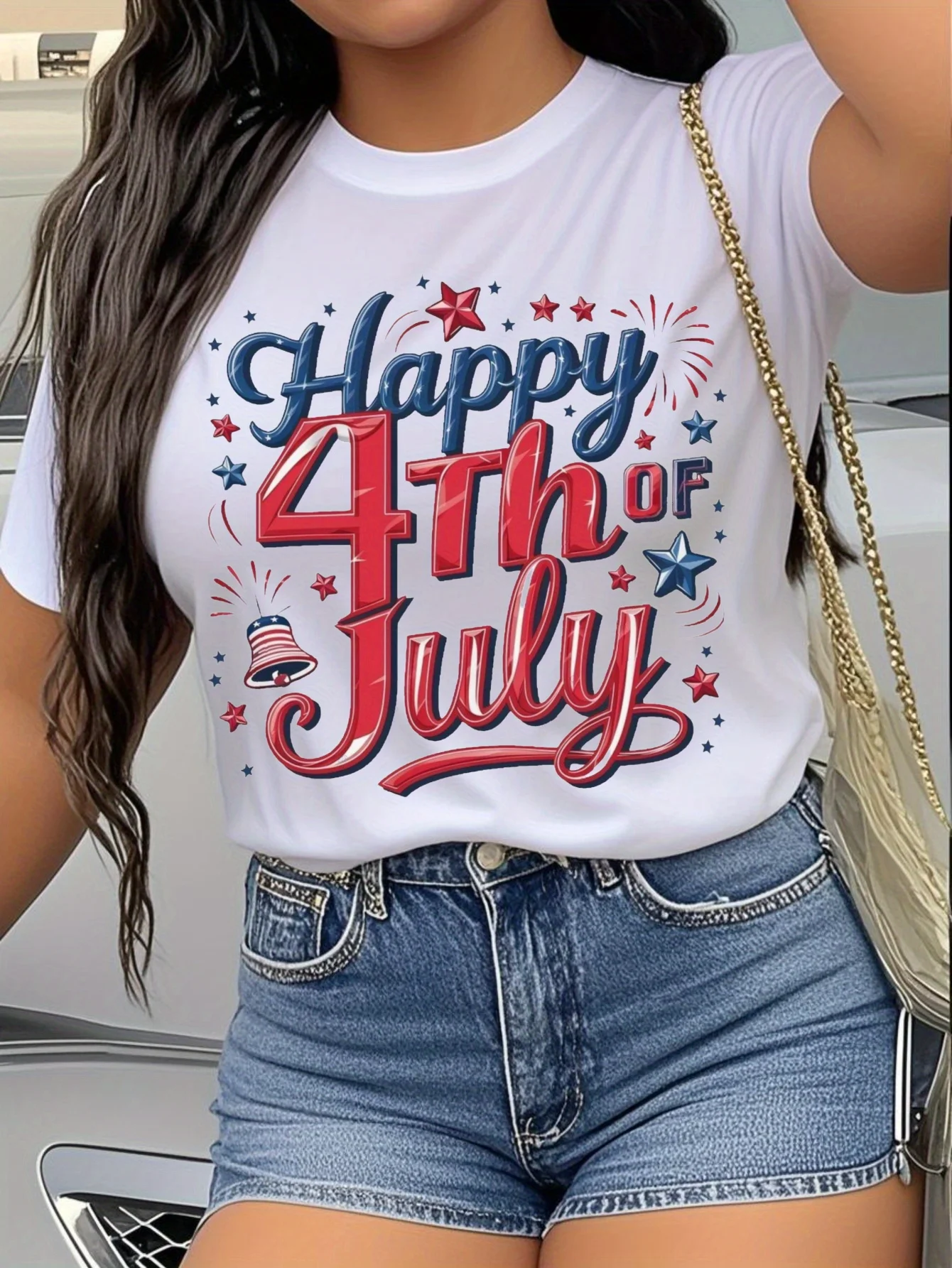 

Plus Size Happy 4th July Graphic Printing Summer Autumn Winter Cotton Men's and Women's T-shirts Short Sleeves Luxury Outdoor