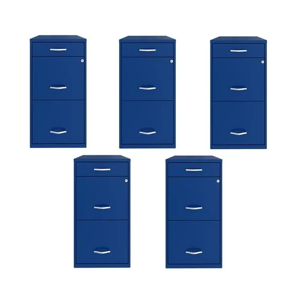 

Set of 5 3Drawer Metal Organizer File Cabinet in Blue