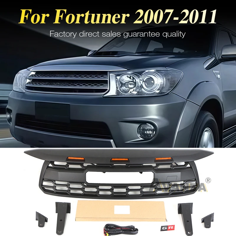 

Auto Parts Front Bumper Grille W/Light Fits For 2007-2011 Toyota Fortuner Upper Grill