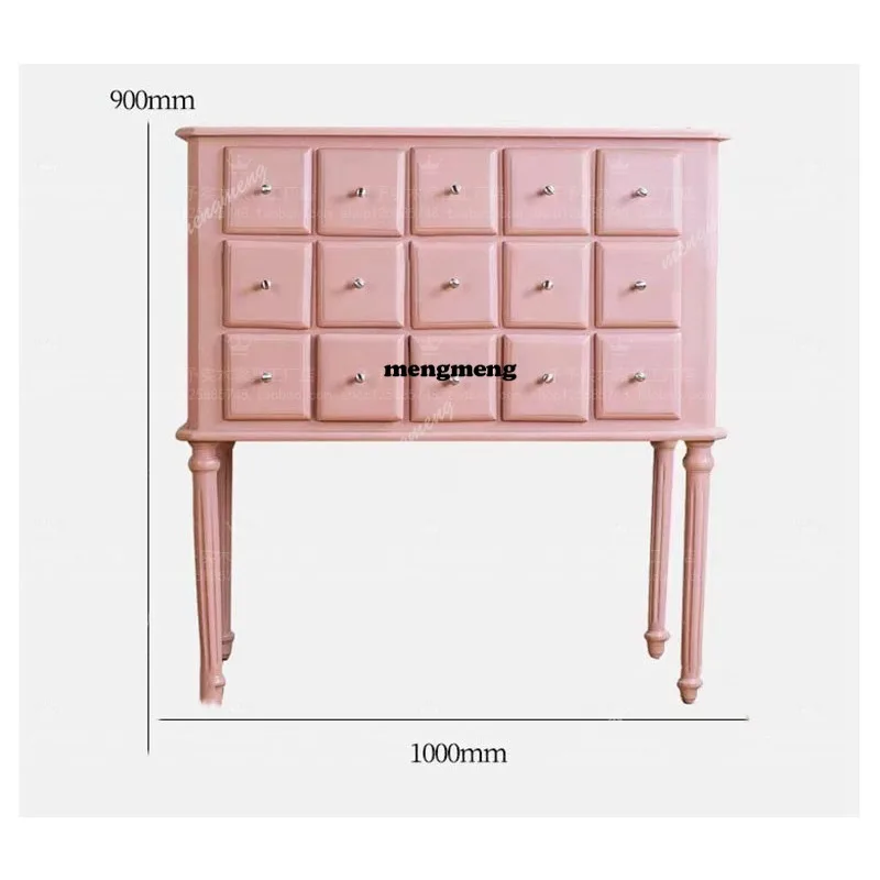 French retro solid wood multi-drawer porch storage chest American storage lattice cabinet