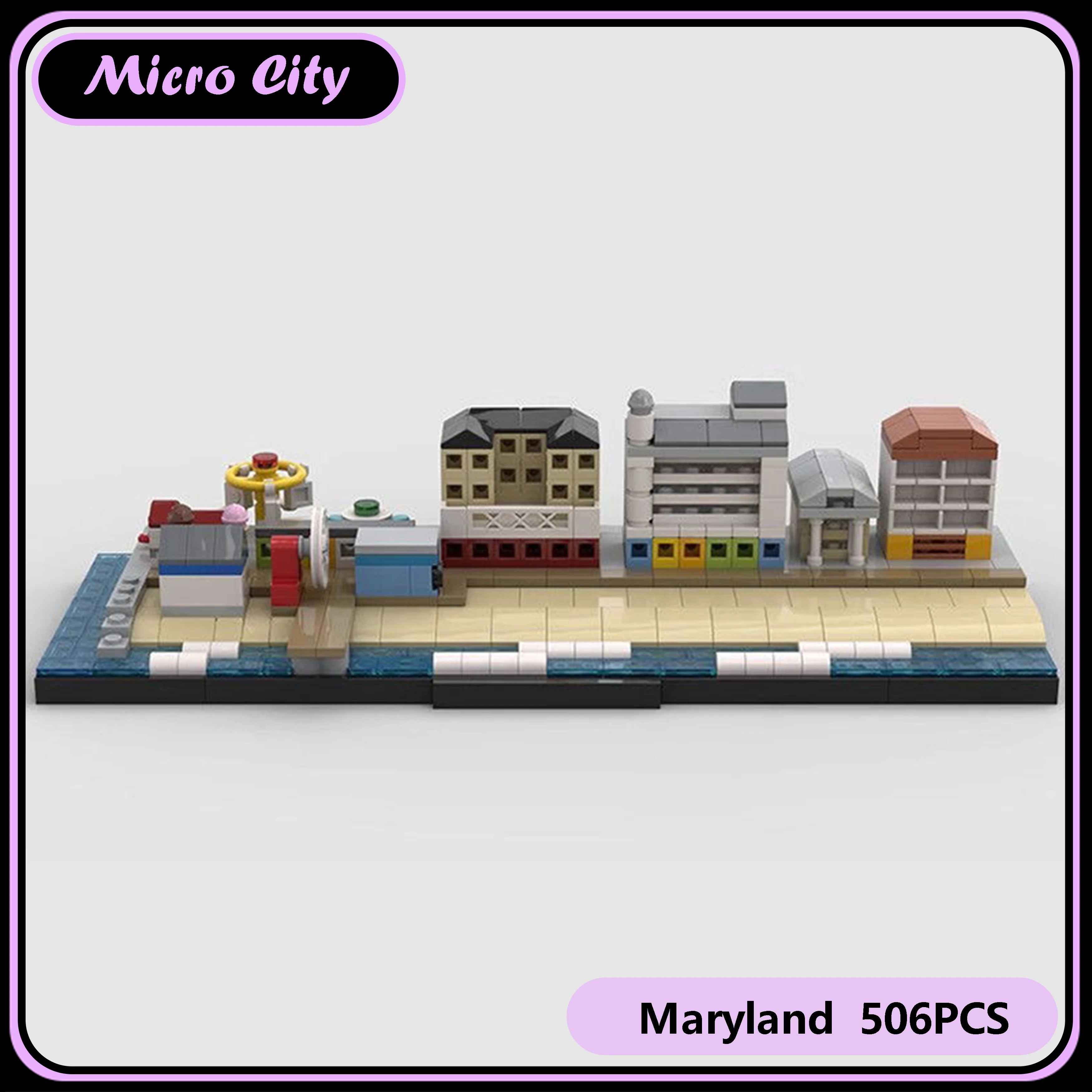 

Micro MOC City Skyline Series Мэриленд Архитектура Строительные блоки Модель Креативный набор городской сцены Подарки Рождественские подарки