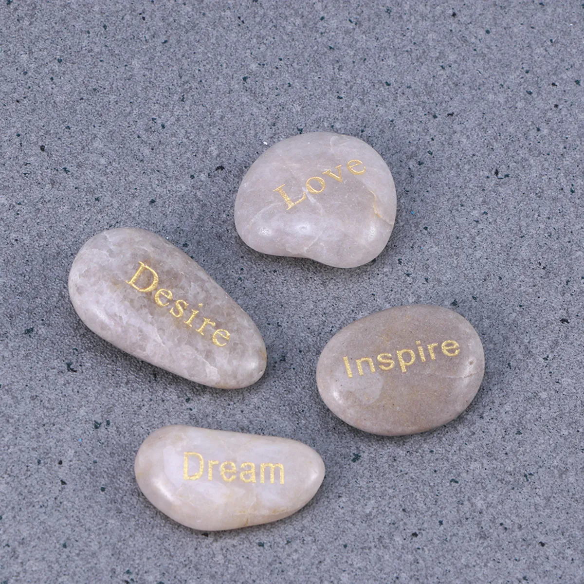 Engraved Stones Natural Polished Inspirational Words Engraved Stones Desk Decoration Unique Gift for Friends Family