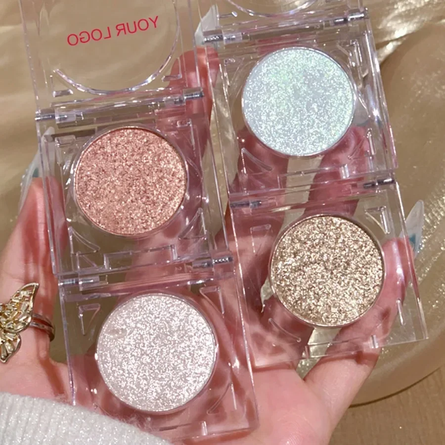 Private Label 4colors Shiny Highligter Pressed Powder Glitter High Pigmented Easy To Apply for Face and Eyes Makeup Bulk