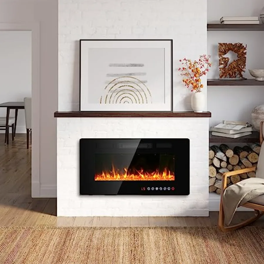 36 مدفأة كهربائية رفيعة للغاية مع شهادة ETL لتركيب التثبيت المريح أو المثبت على الحائط تتميز بـ 3D F الواقعي