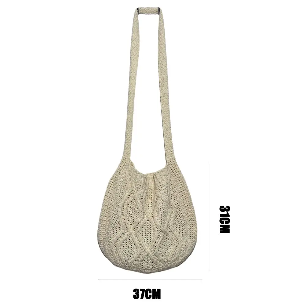 Fashion Women Hollow Woven Shoulder Bags Large Capacity Crochet Hobo Bag Knitting Handbags Female Tote Bag Shopping Bag