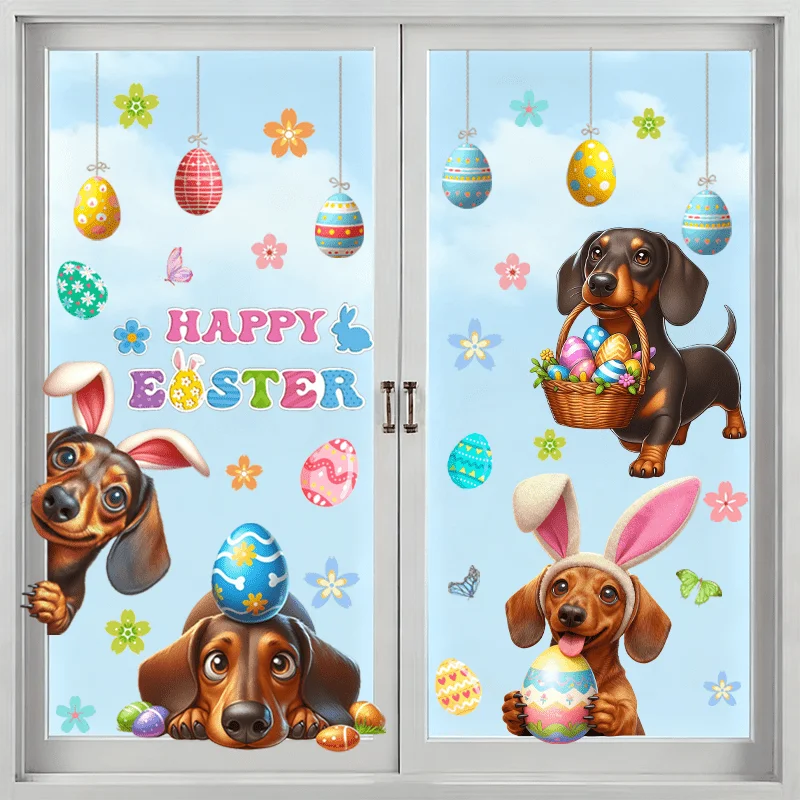 3pcs Easter Window Sticker,suitable for cabinet,glass doors,windows and wall decor,holiday decoration,freely DIY combinable
