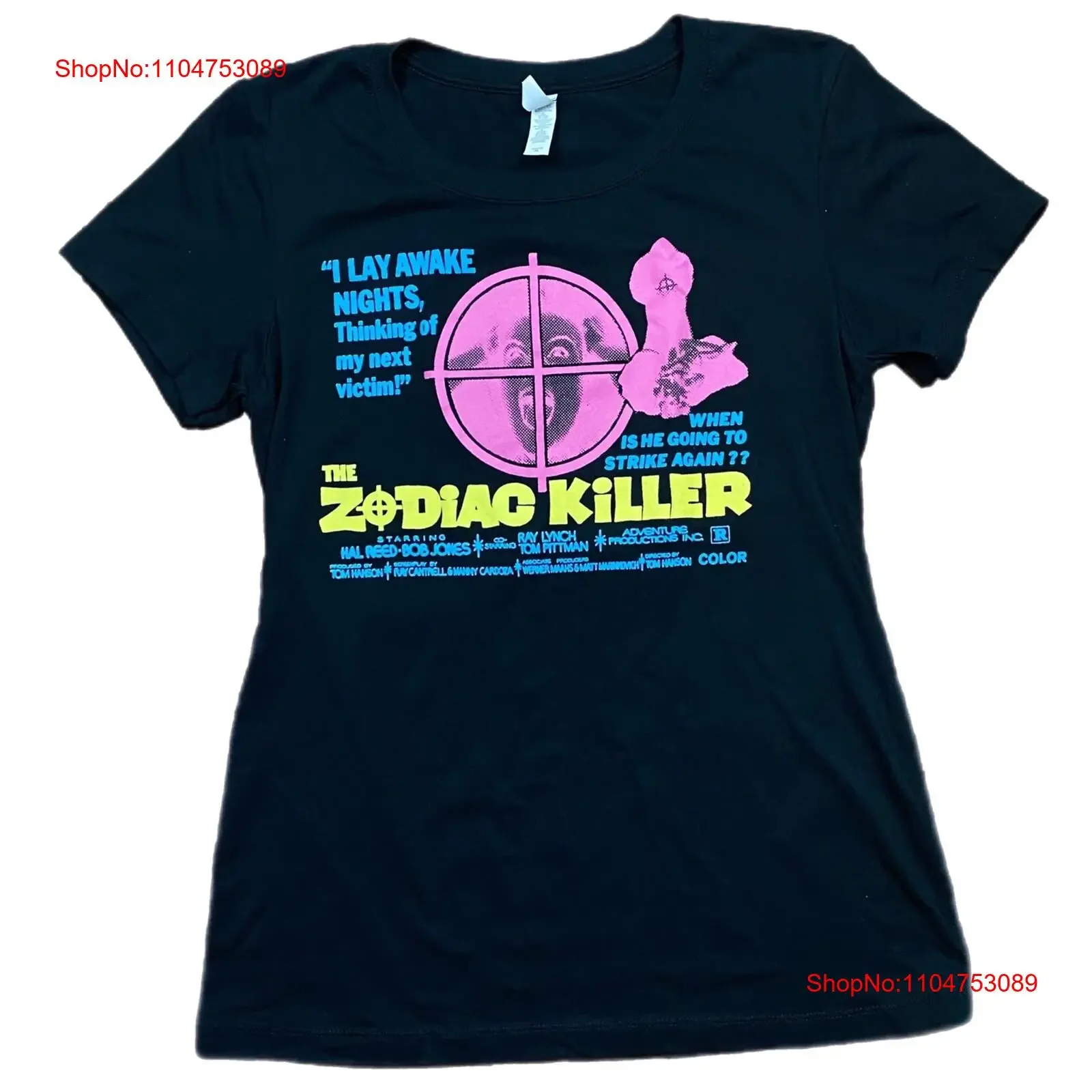 THE ZODIAC KILLER Film Retro Movie Promo T Shirt Size Womens XL Black Horror vintage Washed homme Stretched Stylish Casual