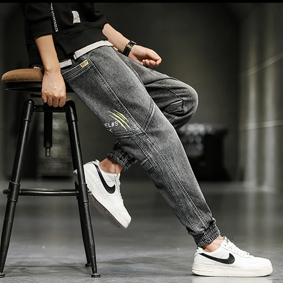 Jogger Jeans Men Denim Pants Plus Size 8XL Fashion Casual Elastic Waist Denim Pants Male Solid Color Trousers