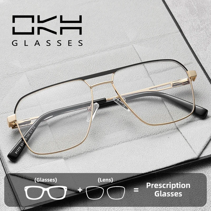 OKH mode hommes Anti-lumière bleue myopie lunettes cadre en métal personnalisé Prescription lunettes lecture