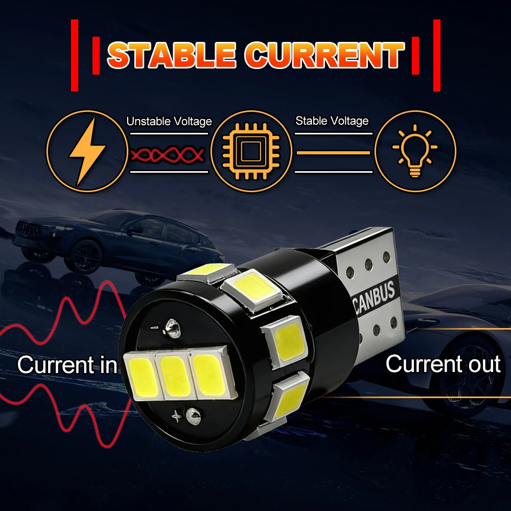 2PCS Canbus Bulb T10 W5W LED Parking/License Plate Light 12V 6000K For Hummer H2 2003 2004 2005 2006 2007 2008 2009 High Power