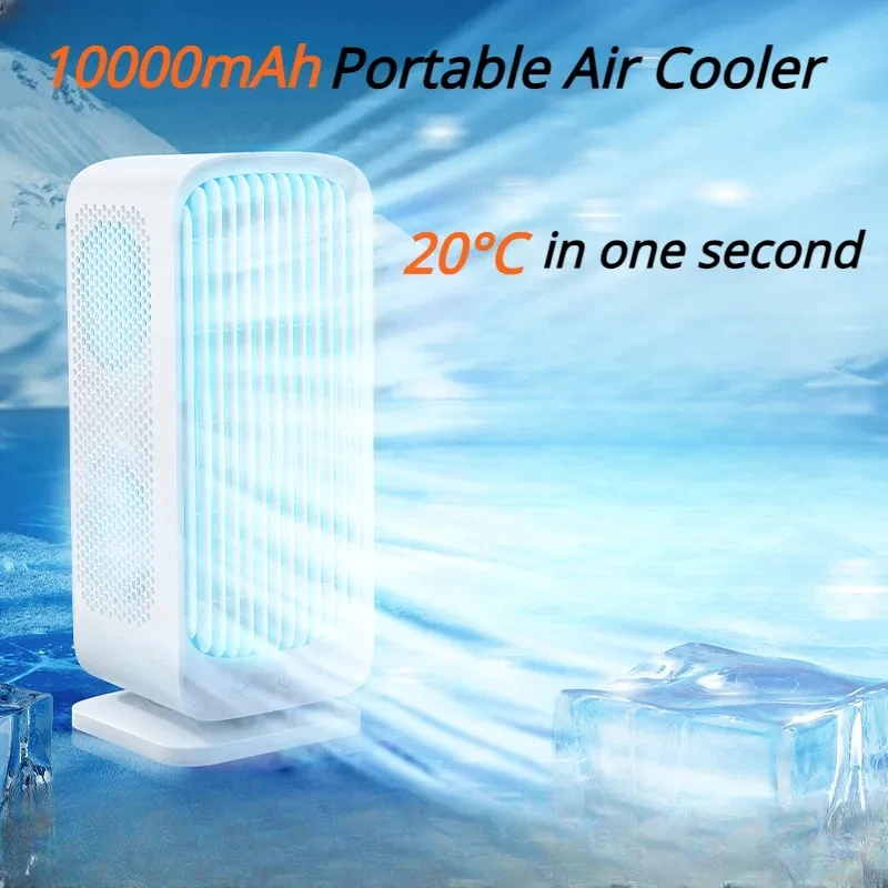 

10000mAh Desktop Bladeless Fan USB Rechargeable Portable Vertical Tower Fan Mini Mute Shaking Head Electric Fan for Home Office