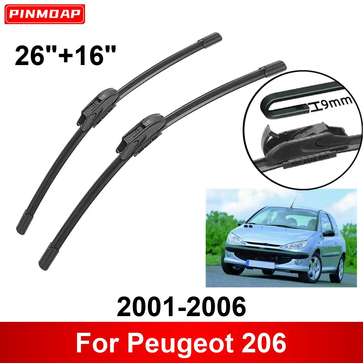 

Автомобильный дворник для Peugeot 206 2001-2006 26 "+ 16" передние и задние щетки стеклоочистителя, аксессуары для резки 2001 2002 2003 2004 2005 2006