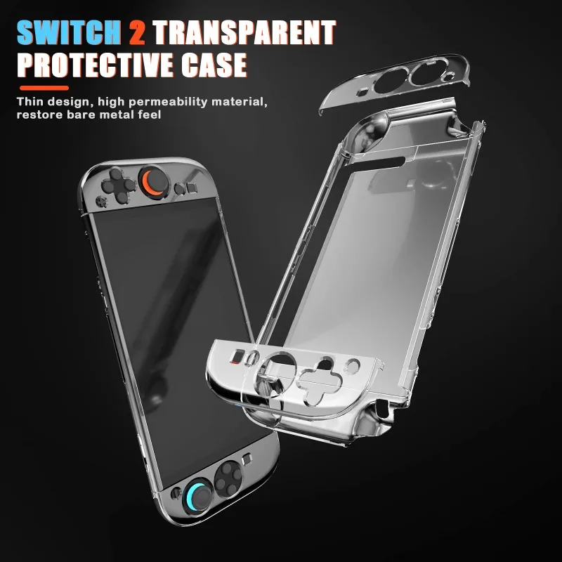 

New Clear Hard Case for Switch 2，Split Protective Case Cover Anti-scratch Crystal Protector Case Anti-fall Protective Shell