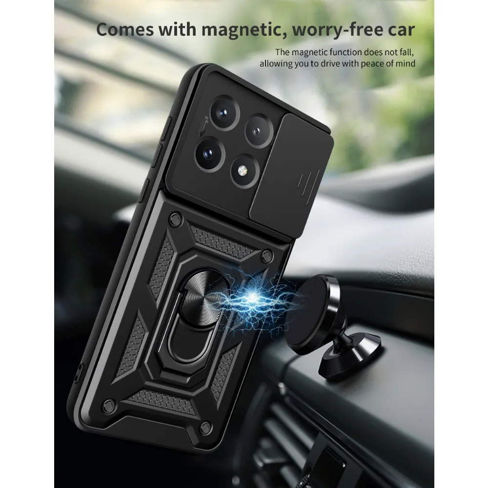 For Xiaomi Mi Poco X6 Pro X6 5G Camera Shockproof Armor Case for POCO M6 PRO 4G 5G C65 Car Magnetic Holder Ring Protect Cover