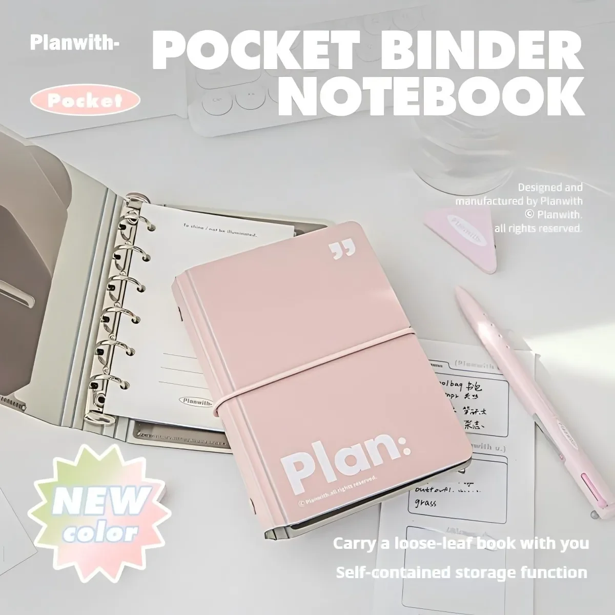 A7 Mini Notebook - 44 Sheet Loose Leaf Scrapbook Planner - Portable 6-Ring Binder for Students & Professionals