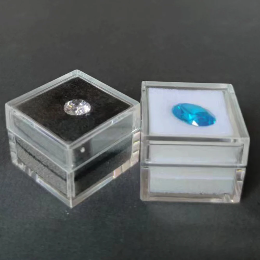 Small Square Gemstone Jewelry Storage Box Transparent Bead Plastic Box Cosmetic Drug Packaging Box Diamond Display Container 1Pc