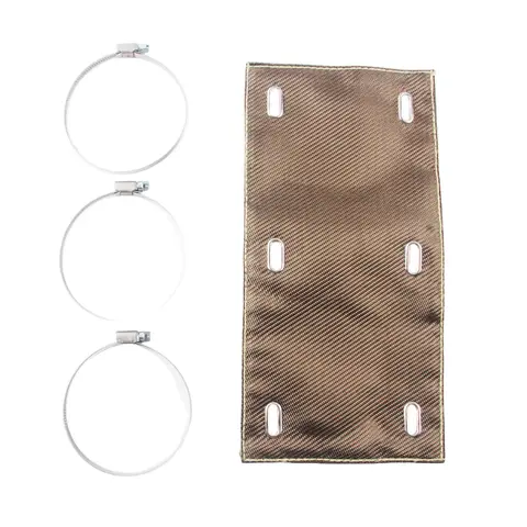 1Pc 6" X 12" Exhaust Heat Shield Titanium Color Basalt Fiber Pipe Shield Design Two-layer Car Engines & Engine Accessories