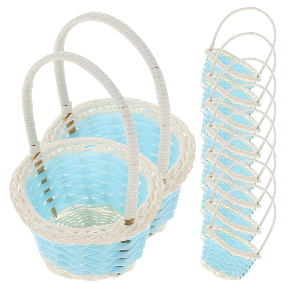 

10pcs Baskets Small Easter Tiny Plastic Basket Handle Easter Basket Tiny Plastic Storage Organization