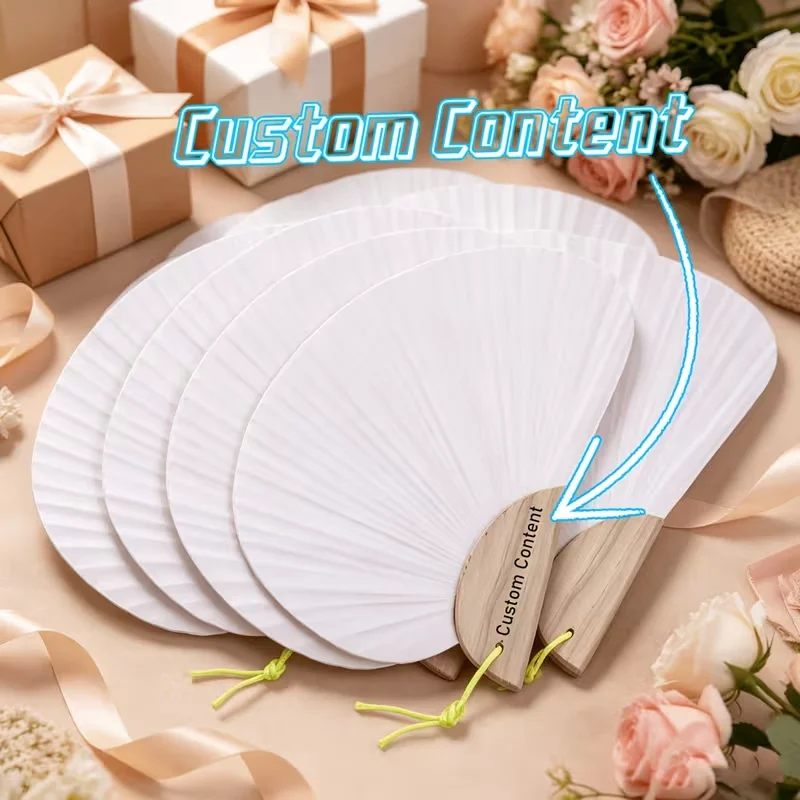 Customized Services: Provide Customized Engraved Wooden Handles, Plain White Paper Fans, and Bulk Products We Offer Custom Paper Fans That Can Be Laser-Engraved with Personalized Text, Which Are Perfect as Decorative Hand-Held Fans for Wedding Favors, Guest Gifts, Bridal Showers, Birthday Celebrations, Outdoor Ceremonies, and as Friendship Tokens. Especially Suitable for Outdoor Beach Ceremonies and Holiday Decorations, (Fan Hanging Ropes in Random Colors)