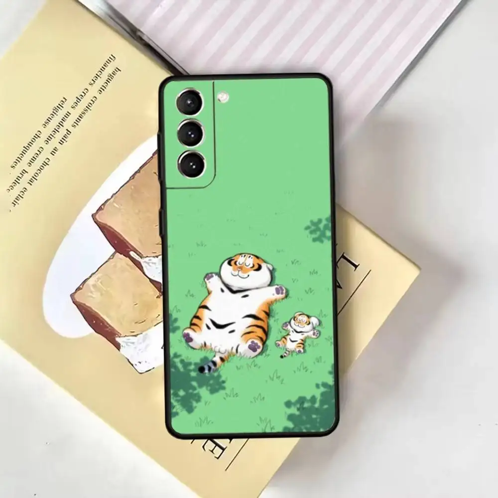 Cartoon Fat Tiger Phone Case For Samsung GalaxyA13,21s,22,31,32,52,53,71,72,73,Soft Black Cover