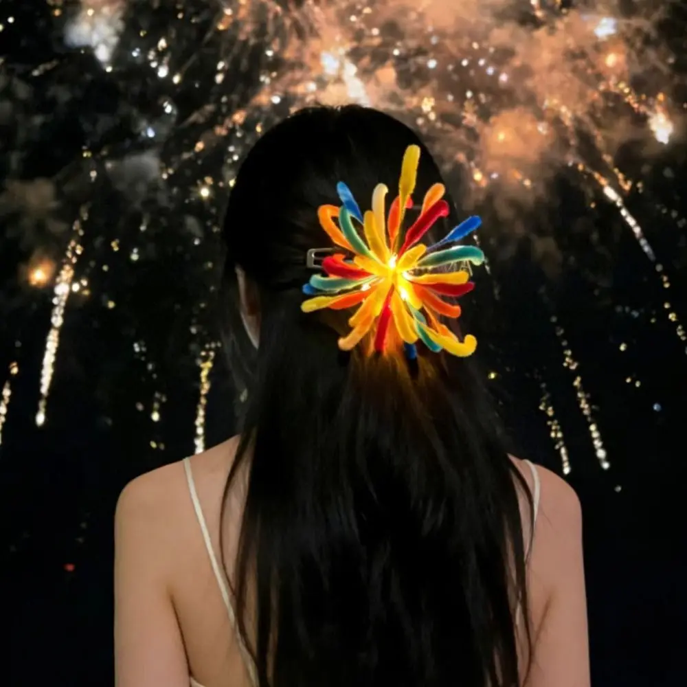DIY Kit Glow Color Strip Hair Clip Blue Color Lighting Dazzling Flower Styling Hair Clip Personality Handmade Hair Accessories