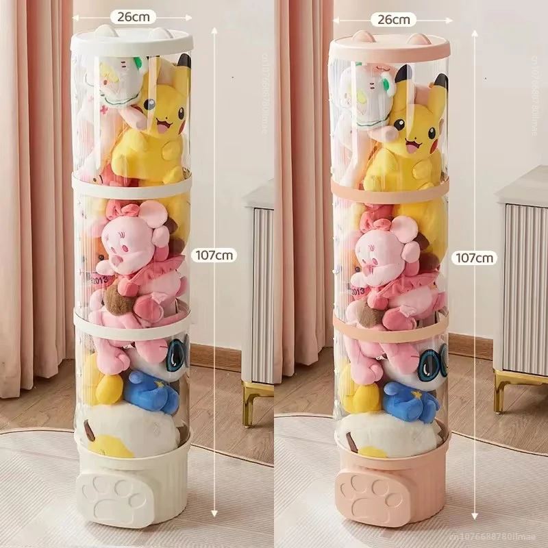 Doll storage Box Transparent Bucket Moistureproof Stuffed Animal Storage Tube Children's toy Organizer Home Organization