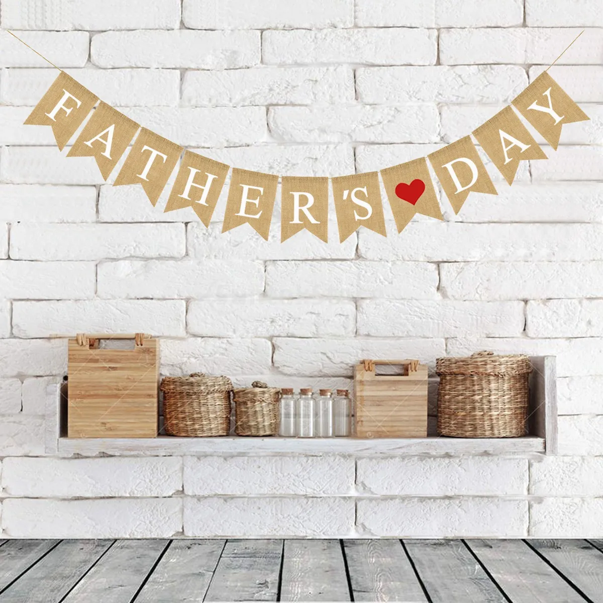 

Father'S Day Letters Bunting Banner Red Heart Linen Hanging Decor Father'S Day Decoration Party Wall Window Outdoor