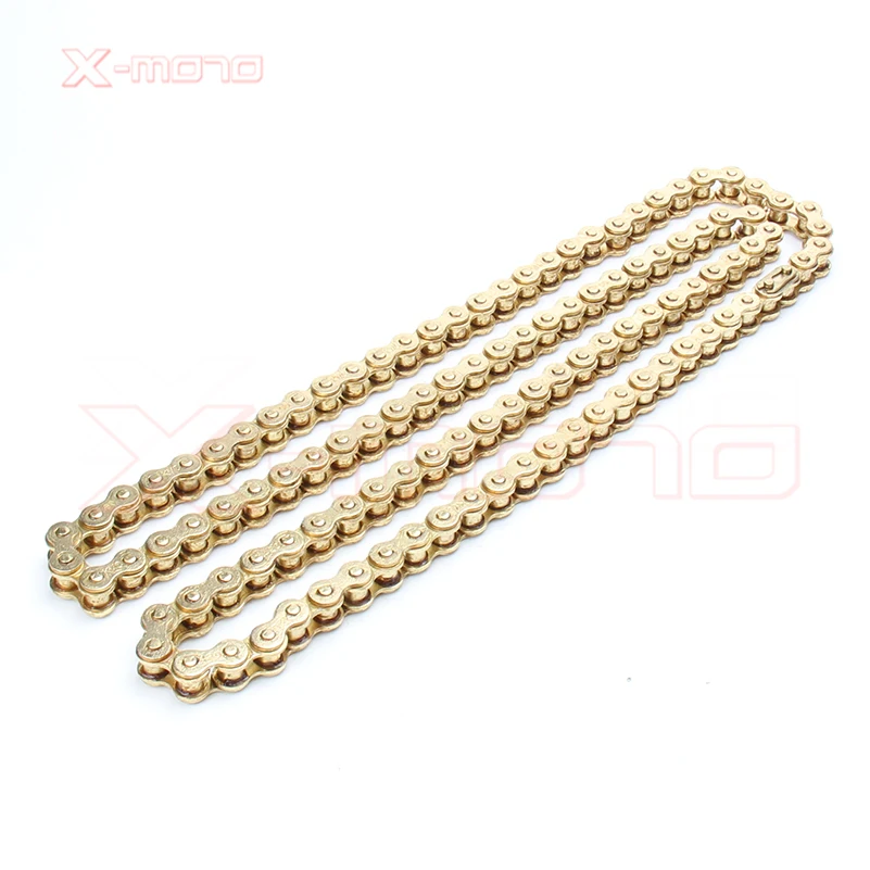 Gold KMC 420 102/104/108 links GOLD O-RING chain 50 70 90 110 125cc dirt bike/pit bike 420 chain can choose thelinks you want