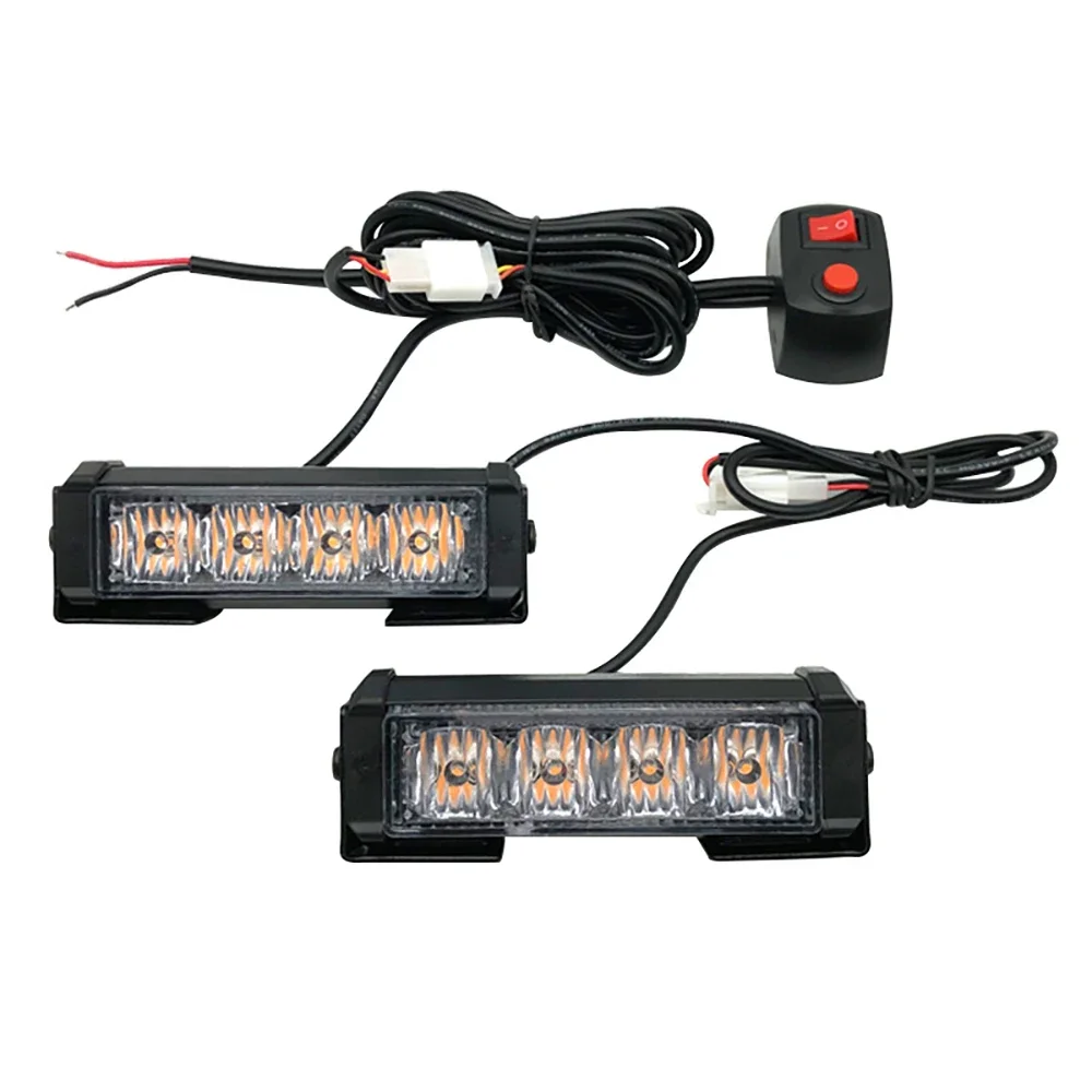 2*4 luci stroboscopiche a LED della polizia per auto lampada di avvertimento griglia di emergenza DC12V auto moto pompiere ambulanza Flasher torcia