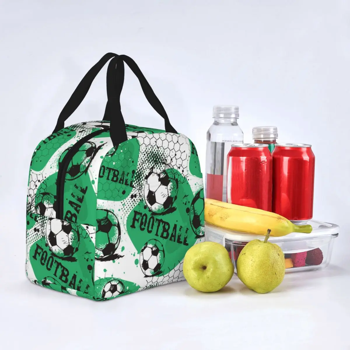 Soccer Insulated Lunch Bags Portable Football Balls Sports Lunch Container Cooler Bag Tote Lunch Box School Picnic Men Women