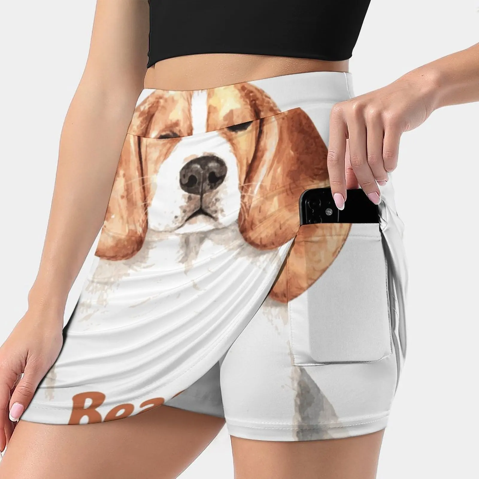 Beagle cão raça amante do cão novas saias femininas dupla camada impressa vestido curto mini saia esportiva beagle cão raça amante cães