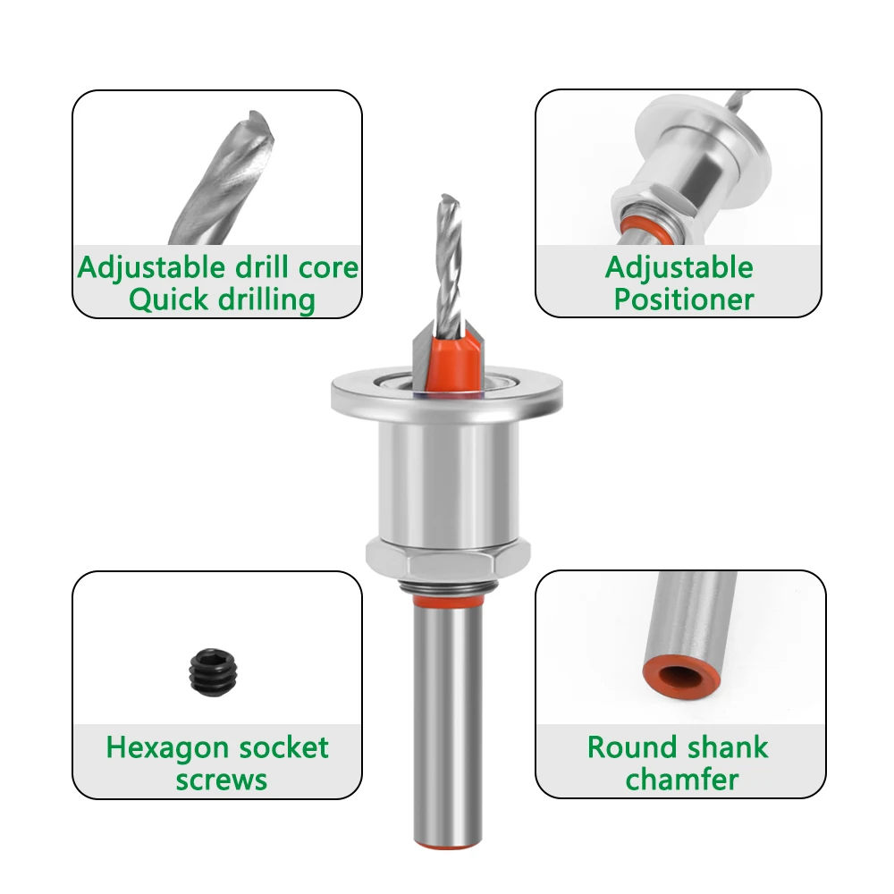 LAVIE 1pc 8mm Shank HSS Countersink Woodworking Router Bit Set Milling Cutter Screw Extractor Remon Demolition