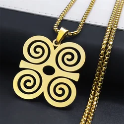 Adinkra Sankofa Symbol DWENNIMMEN Necklace for Women Men Stainless Steel West African Wisdom Chain Necklaces Jewelry N8086S01