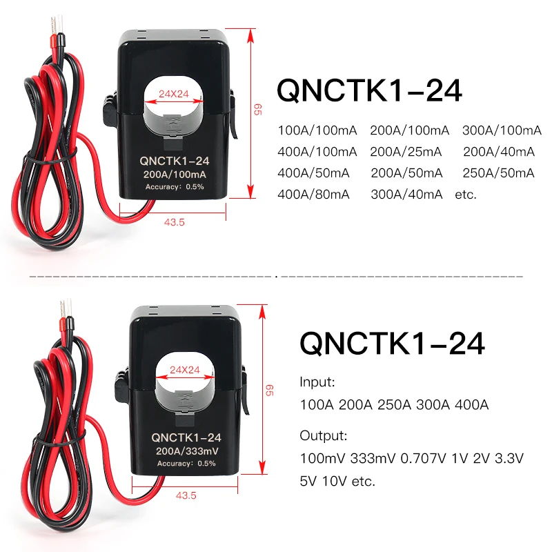 QNCTK1-16 100A 333mV 150A 1V QNCTK1-10 50A 333mV 30A 1V Split core current transformer sensor clamp ct - Image 6