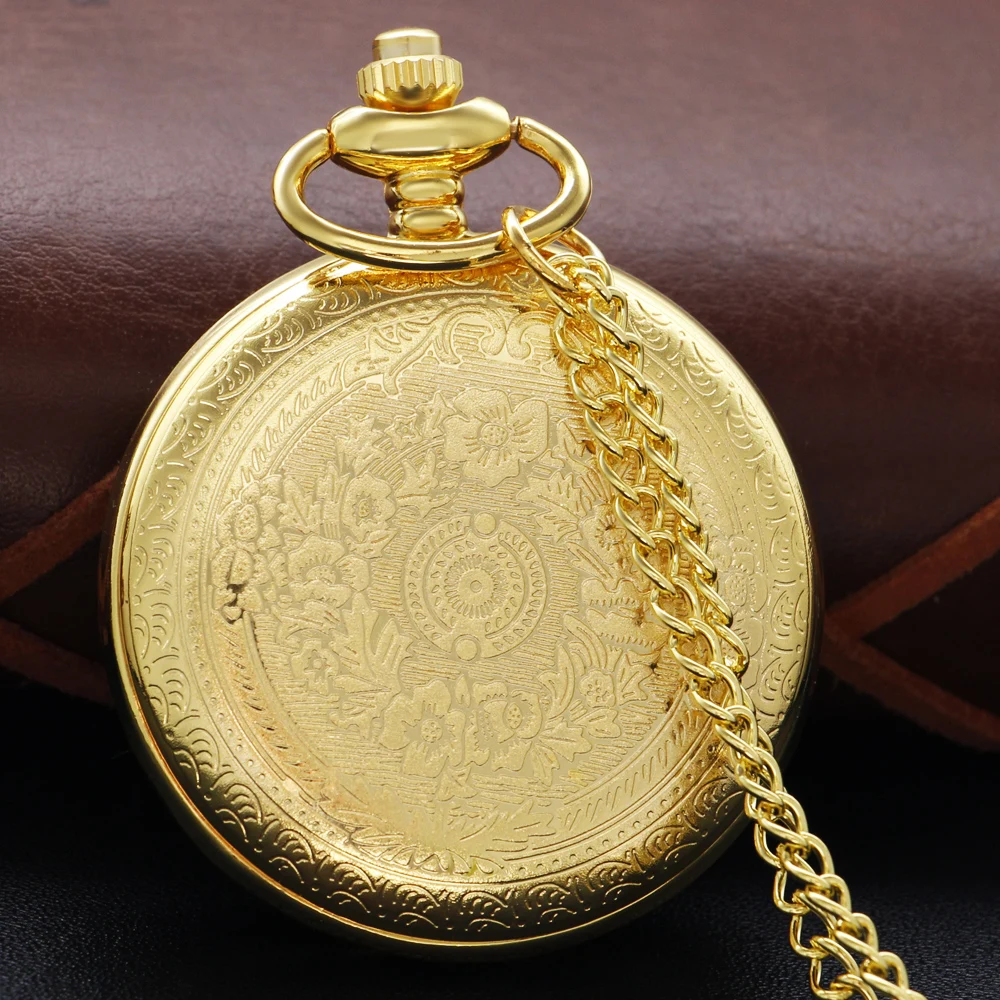 Luxury Gold Letter to My Husband Quartz Pocket Watch Vintage Necklace Pendant Universal Clock Gift for Boys and Girls