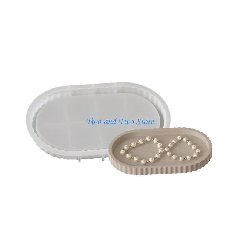 

HX6F Oval Coasters and Jewelry Trays Mold Creative Striped Oval Resin Mold For Handmade Jewelry And Trinkets Storage Box