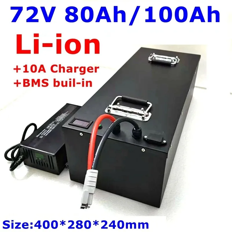 

Lithium battery 72v 80Ah li ion 72v 100ah lithium ion for 7000w golf club bicycle bike tricycle motorhome +10A charger