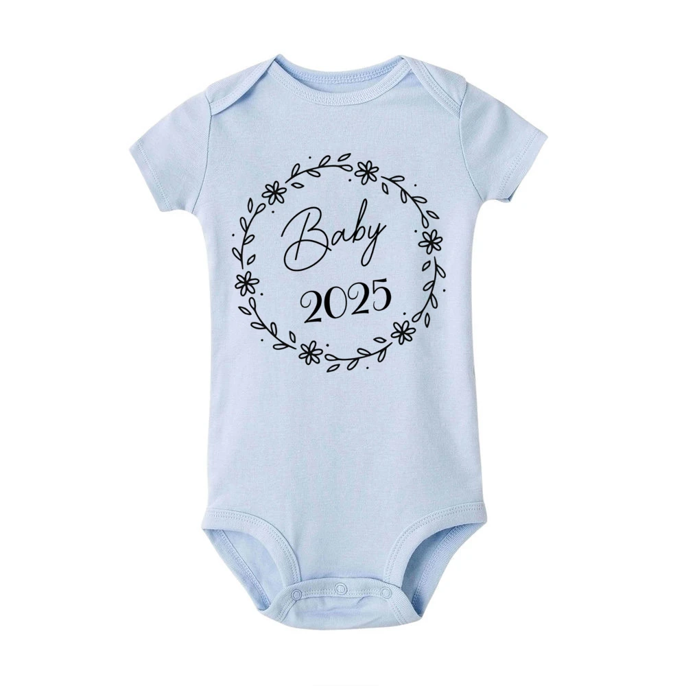 New Years Day&Baby 2025 Print Babys Romper Short Sleeve Round Neck Infant Bodysuit Casual Fashion Comfy Jumpsuit Best Gifts