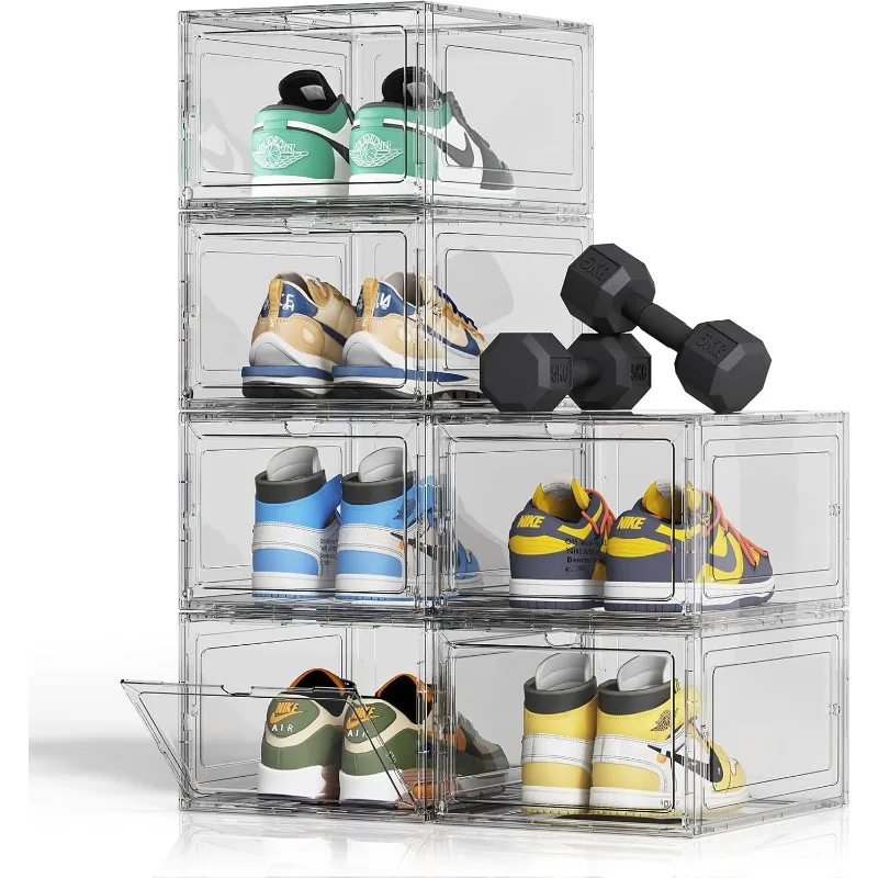 Sturdy  Organizer 6 Pack Clear  Storage Boxes Stackable  Container, Drop front  Box,