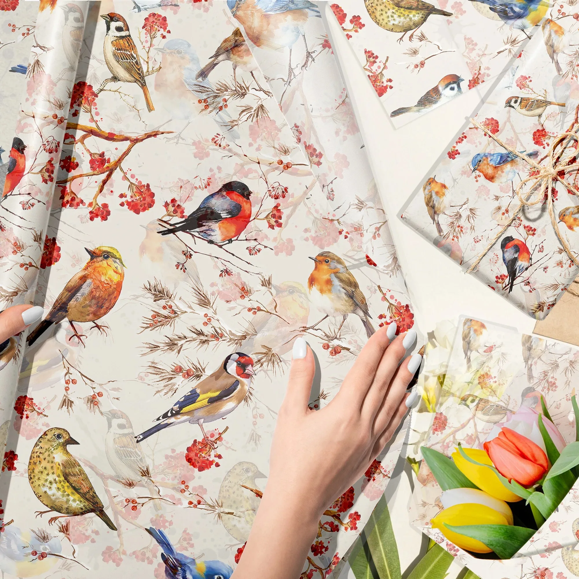 15/35pcs Flower Birds Printed - Pattern Tissue Paper recension och pris