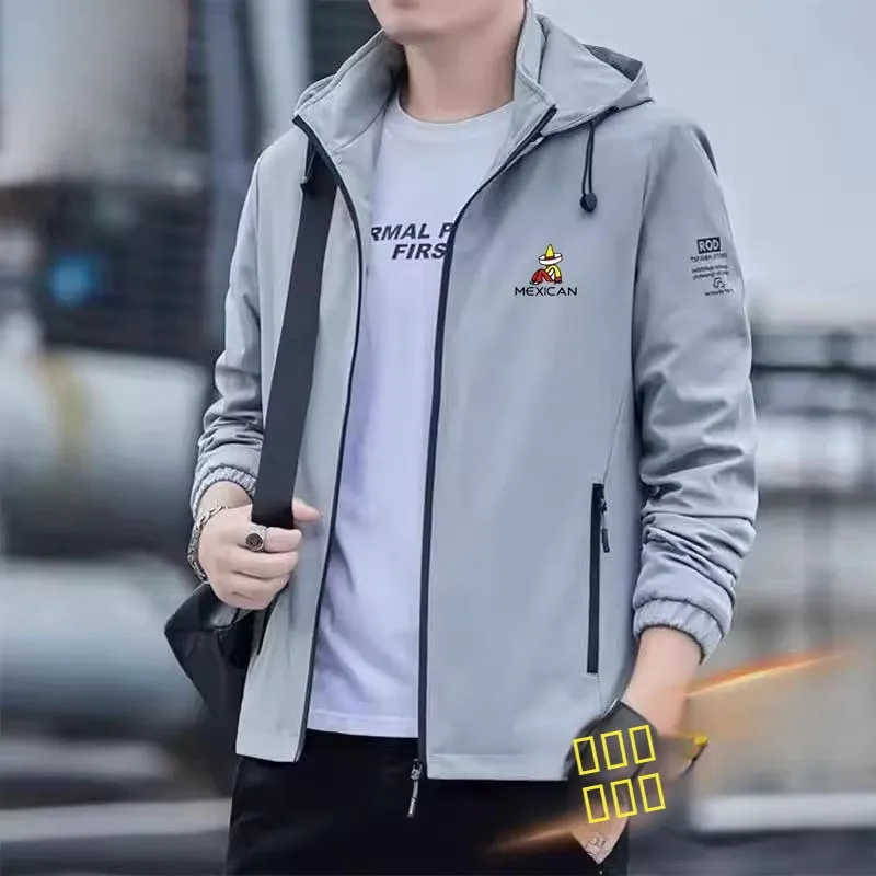 

Thiened Fce Outdoor Men's Jaet Spring Autumn Casual Sle Detachable Hooded Coat Stand Fit Youth Faion Chinese Brand