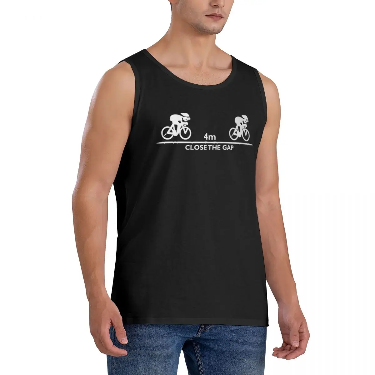 100% Cotton Zwift Close The Gap Sleeveless T-Shirt Men Workout Sports Clothing Tops Men's Crew Neck Vest
