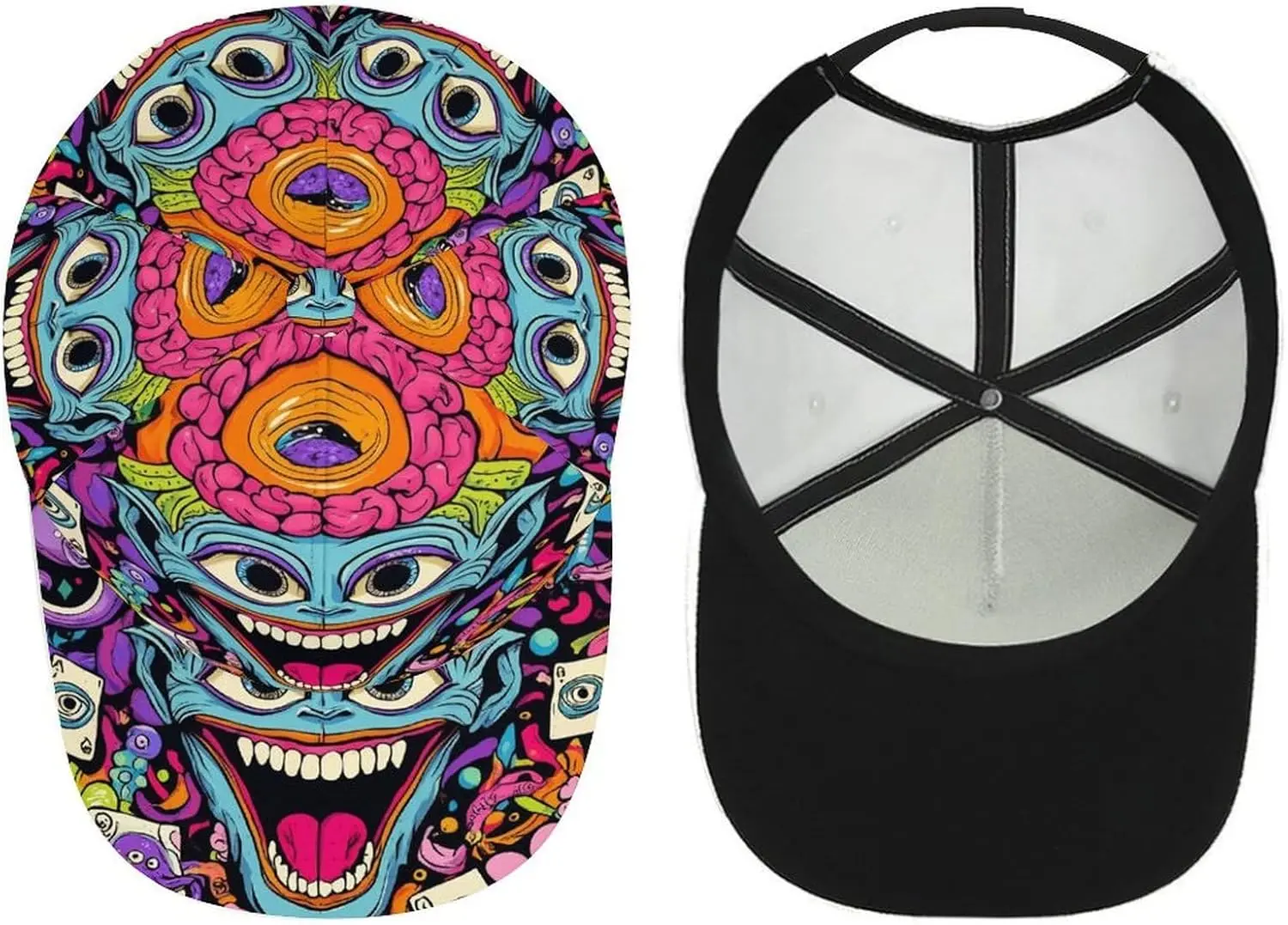 Psychedelic Cartoon Creature Graffiti Baseball Cap Cute Baseball Caps for Men Women Soft Snapback Dad Cap Summer Fishing Hats