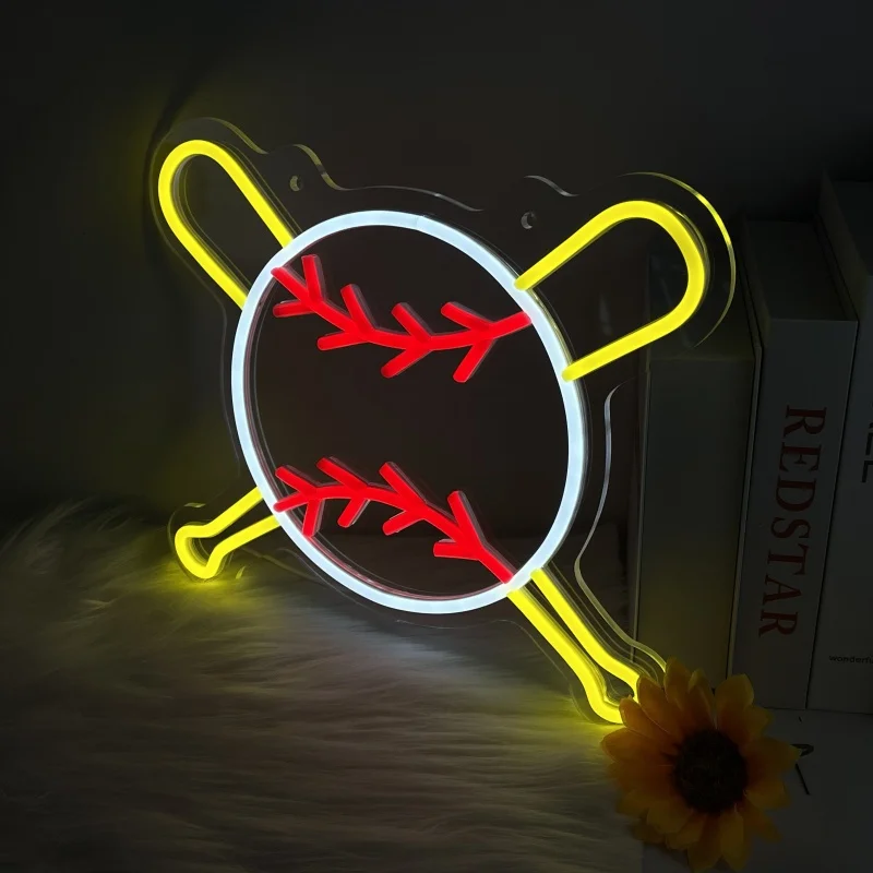 Luces de neón de béisbol, adecuadas para bares deportivas, espacio en el hogar para fanáticos de los deportes, escenas de juegos, etc., fuente de alimentación USB, interruptor regulable