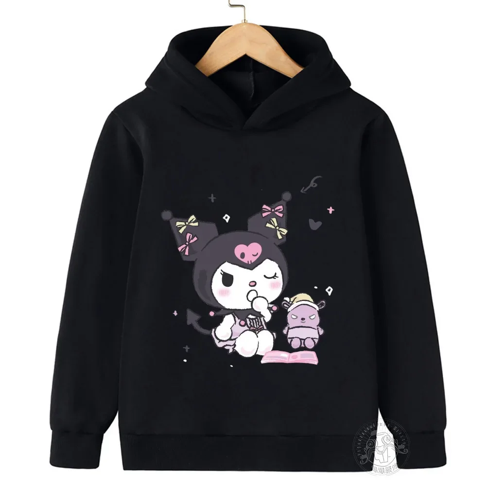 

Hello Kitty Kuromi Cartoon Boys and Girls 3-14 Years Old Kawaii Street Casual Sweatshirt Children's Outdoor Sports Hoodie