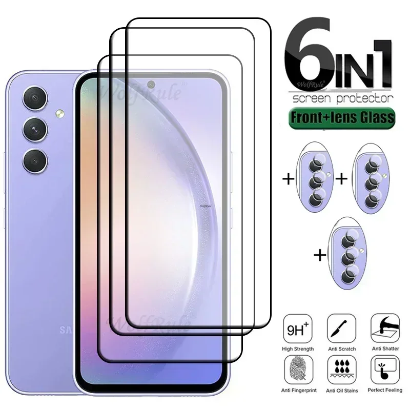 6-in-1 For Samsung Galaxy A54 Glass For Samsung A54 5G Tempered Glass Screen Protector Samsung A14 A34 A15 A25 A53 A54 Len Glass