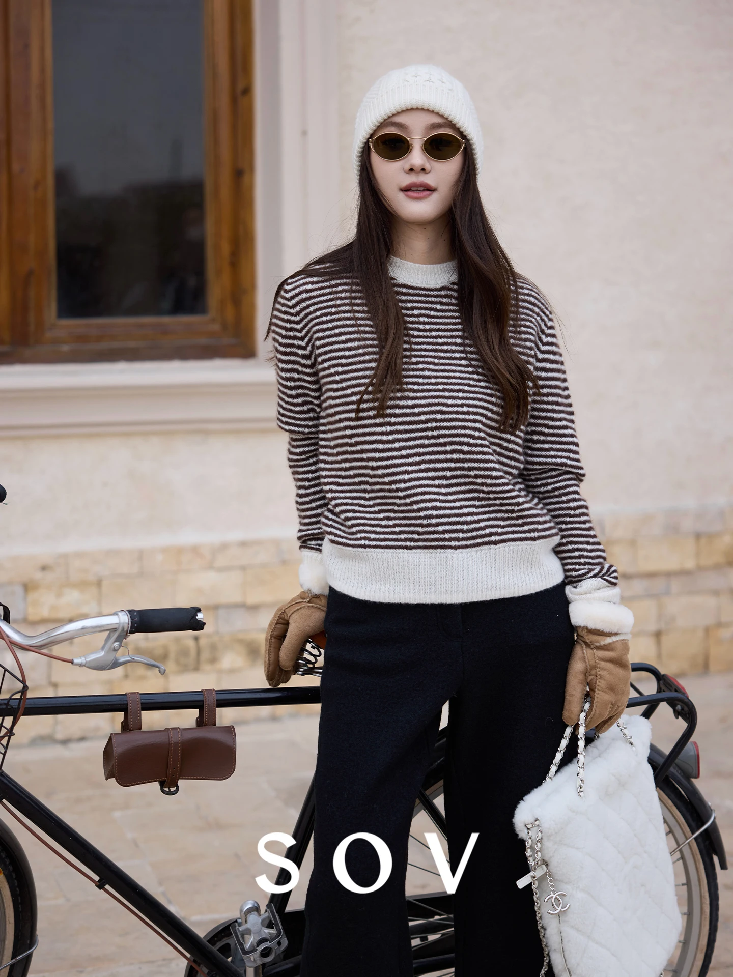 

Свитер SOV Cappuccino Luxury Silk Camere с тяжелым ромбовидным узором и вышивкой, в полоску, универсальный, повседневный, свободного кроя