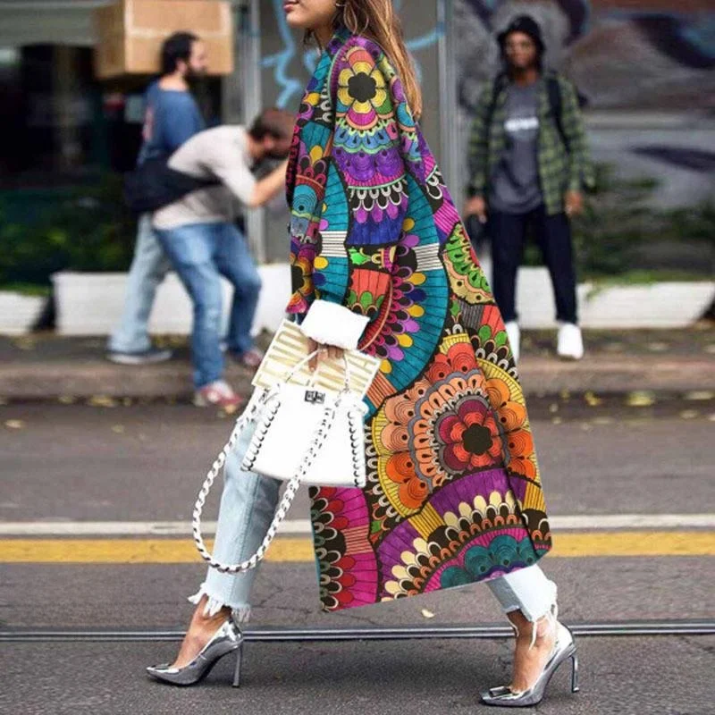 

Faionable Loose Ankle-Length Woolen Coat New Autumn Winter Women's Clothing Cross-Border Large Print Outerwear