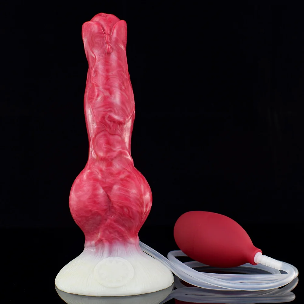 Realistic Dog Penis Dildo with Suction Cup for Hands-Free Fun Anal Dildo with Water Injection Function for Extra Stimulation